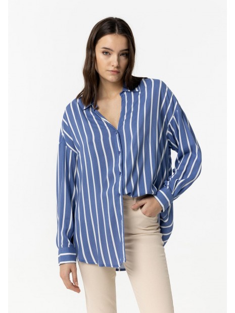 Chemise femme bleue à rayures blanches 10054750 754 - TIFFOSI