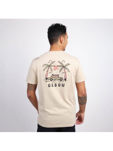 T-shirt homme beige imprimé dos Tracua OXV930790 XDUST - OXBOW