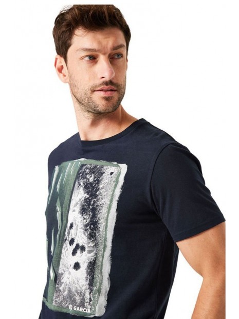 T-shirt homme marine imprimé O41002 292 - GARCIA
