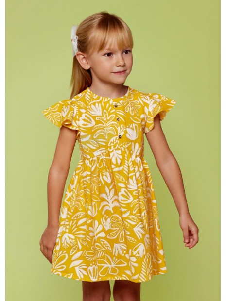 Robe jaune fille imprimé tropical 3923 010 - MAYORAL