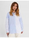 Chemise femme blanche à rayures bleu ciel QY12094 41 - I.CODE